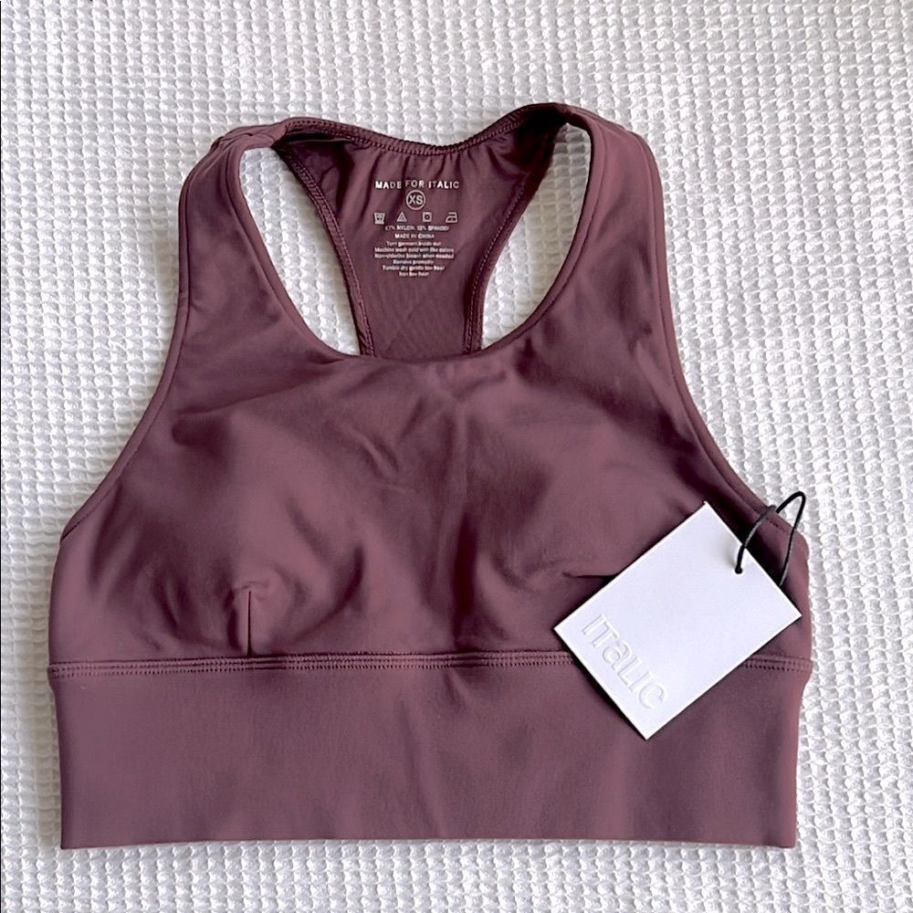 NWT Italic Aura Racerback Women's Mauve Pink Sports Bra sz XS